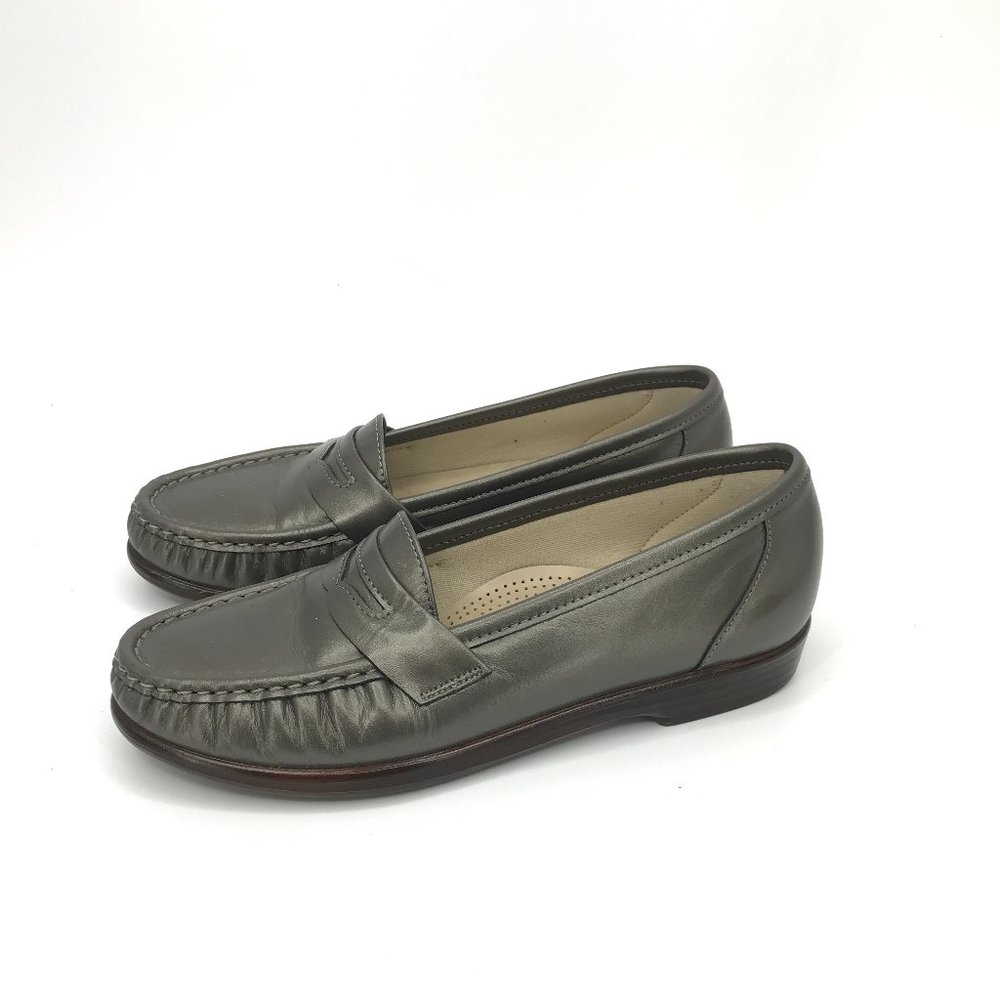 SAS Metallic Silver Grey Comfort Penny Loafer